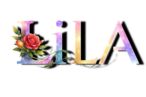 Colorful and decorative text with a flower on a white background